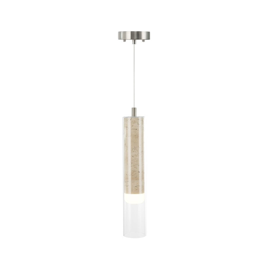 Artcraft Zara 1Lt LED Pendant, Brushed Nickel/Clear