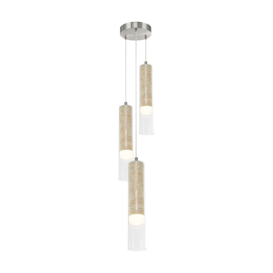 Artcraft Zara 3Lt LED Chandelier, Brushed Nickel/Clear - AC5103BN