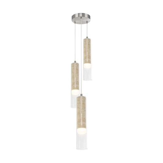 Artcraft Zara 3Lt LED Chandelier, Brushed Nickel/Clear - AC5103BN