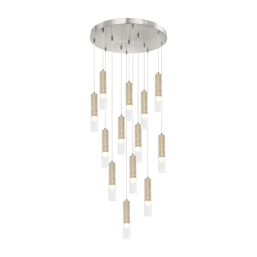 Artcraft Zara 13Lt LED Chandelier, Brushed Nickel/Clear - AC5104BN