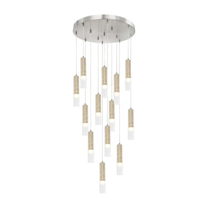 Artcraft Zara 13Lt LED Chandelier, Brushed Nickel/Clear - AC5104BN