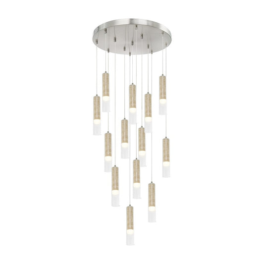 Artcraft Zara 13Lt LED Chandelier, Brushed Nickel/Clear - AC5104BN