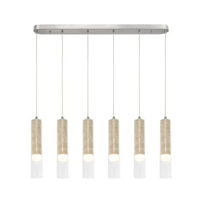 Artcraft Zara 6Lt LED Pendant, Brushed Nickel/Clear - AC5106BN
