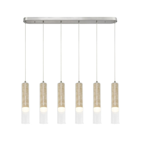 Artcraft Zara 6Lt LED Pendant, Brushed Nickel/Clear - AC5106BN