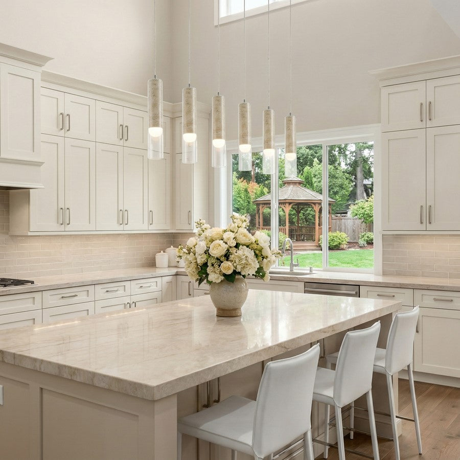 Artcraft Zara 6Lt LED Pendant, Brushed Nickel/Clear