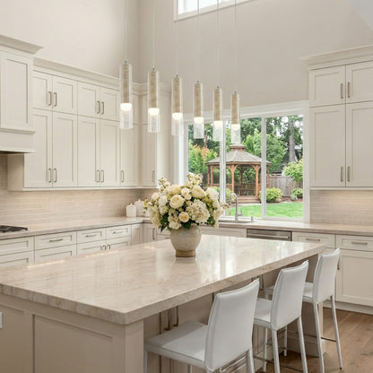 Artcraft Zara 6Lt LED Pendant, Brushed Nickel/Clear