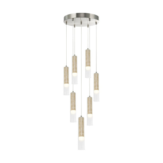 Artcraft Zara 7Lt LED Chandelier, Brushed Nickel/Clear - AC5107BN
