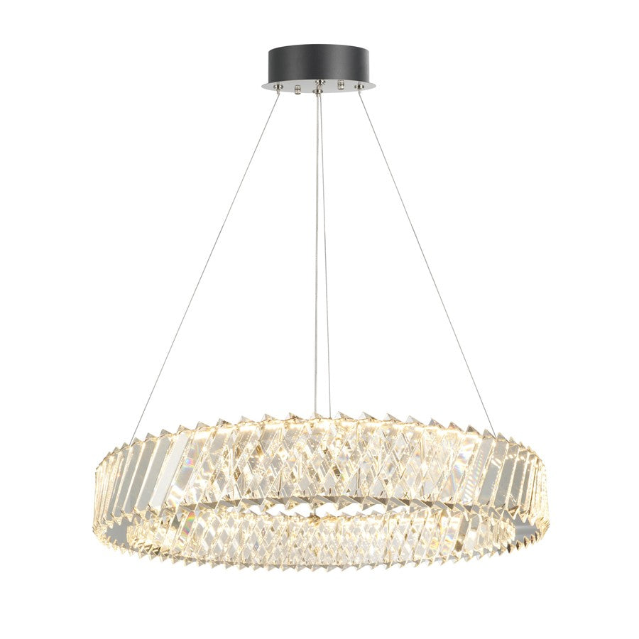Artcraft Alya 1Lt LED 24" Chandelier, Polished Nickel/Clear