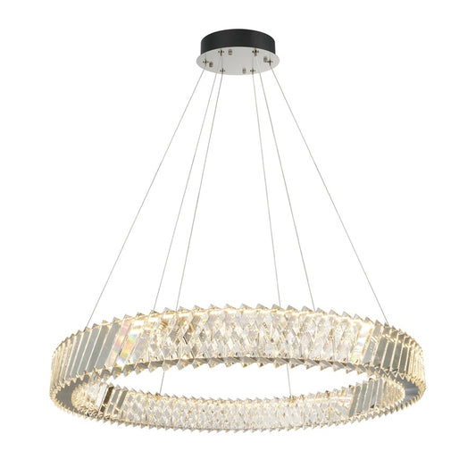 Artcraft Alya 1Lt LED 32" Chandelier, Polished Nickel/Clear - AC5132PN