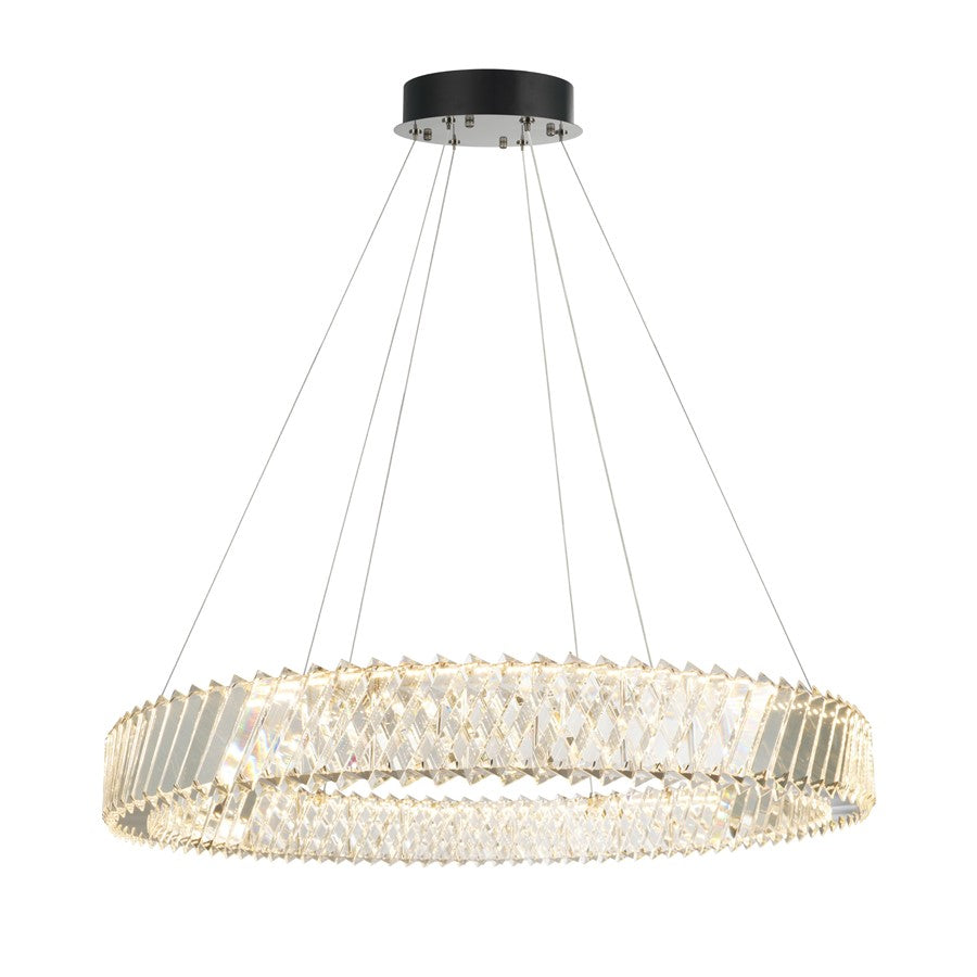 Artcraft Alya 1Lt LED 32" Chandelier, Polished Nickel/Clear