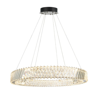 Artcraft Alya 1Lt LED 32" Chandelier, Polished Nickel/Clear