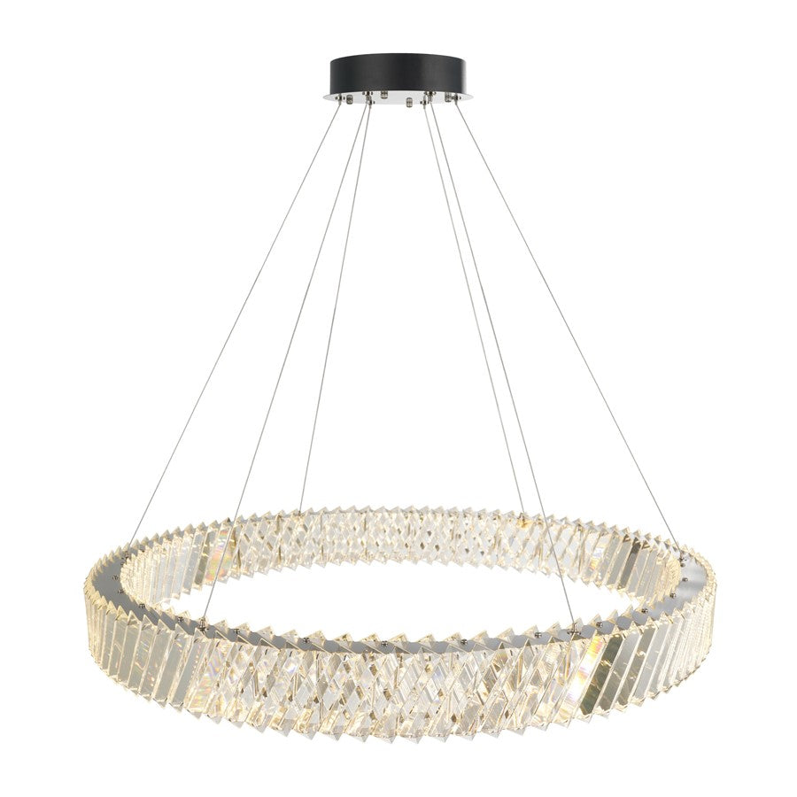Artcraft Alya 1Lt LED 32" Chandelier, Polished Nickel/Clear