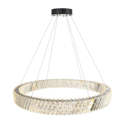 Artcraft Alya 1Lt LED 32" Chandelier, Polished Nickel/Clear