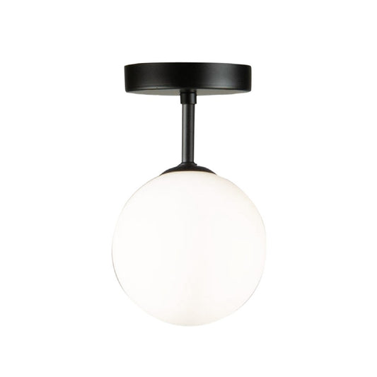 Artcraft Comet Semi Flushmount, Matte Black/Opal