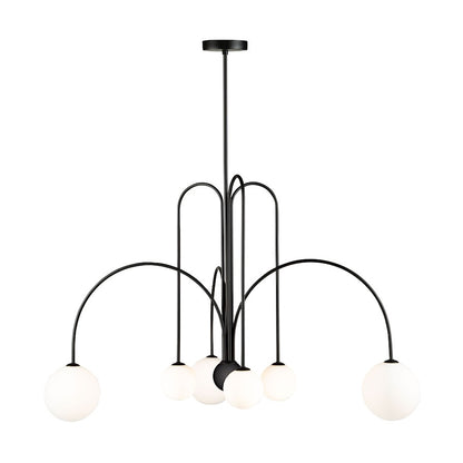 6 Light Chandelier, Matte Black