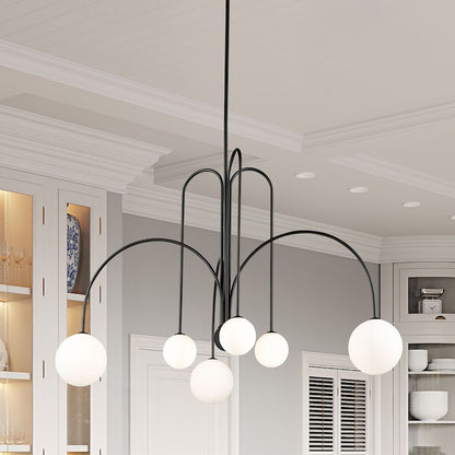 6 Light Chandelier, Matte Black