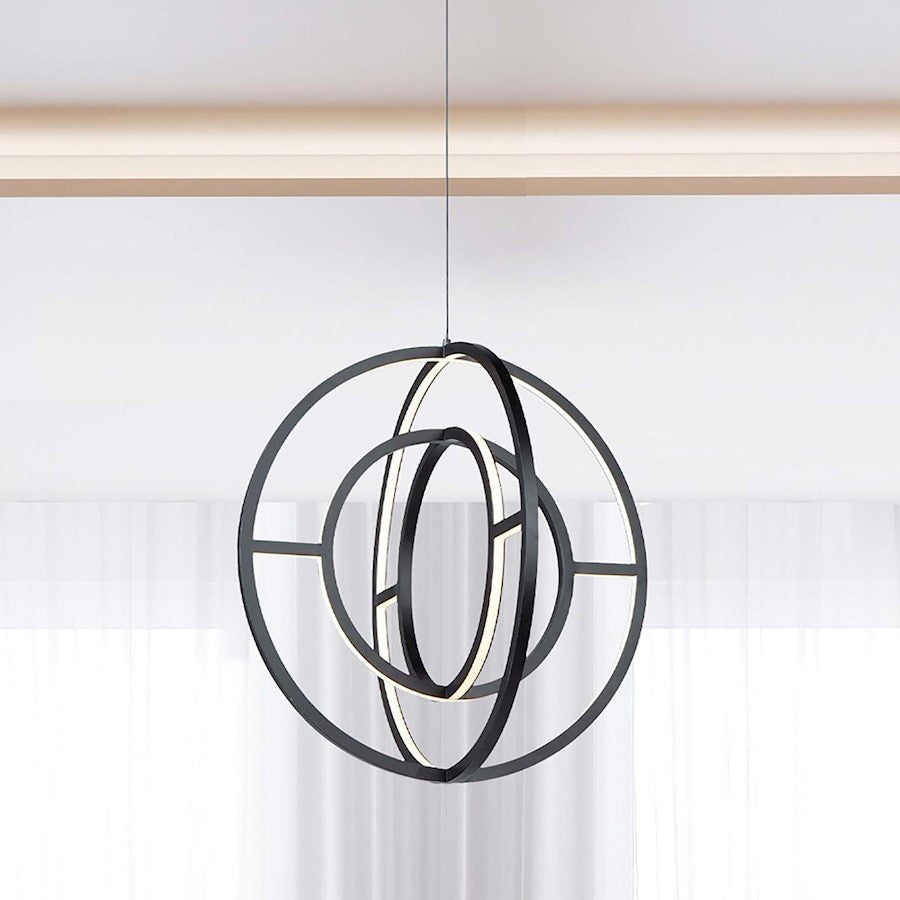 4 Light LED Orb Chandelier, Matte Black