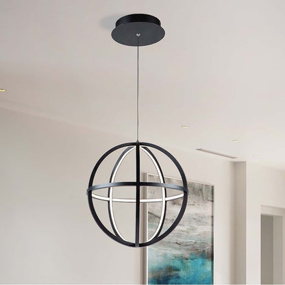 4 Light LED Orb Chandelier, Matte Black