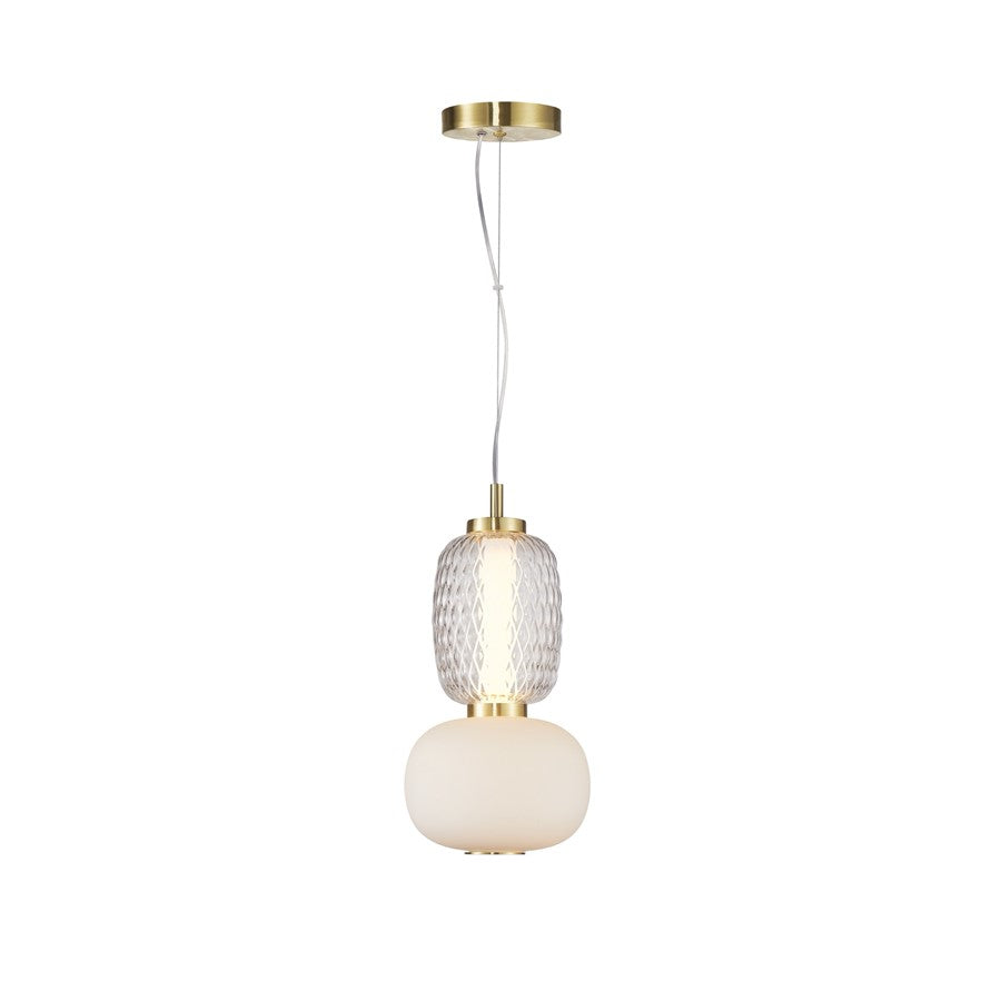1 Light Double Shade Pendant, Brass