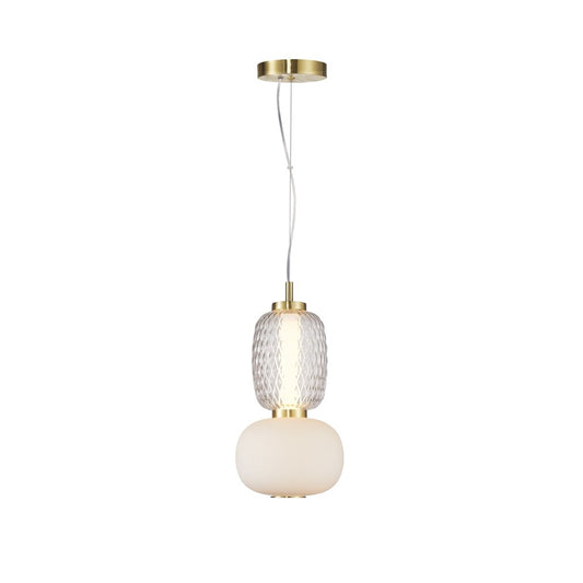 1 Light Double Shade Pendant, Brass