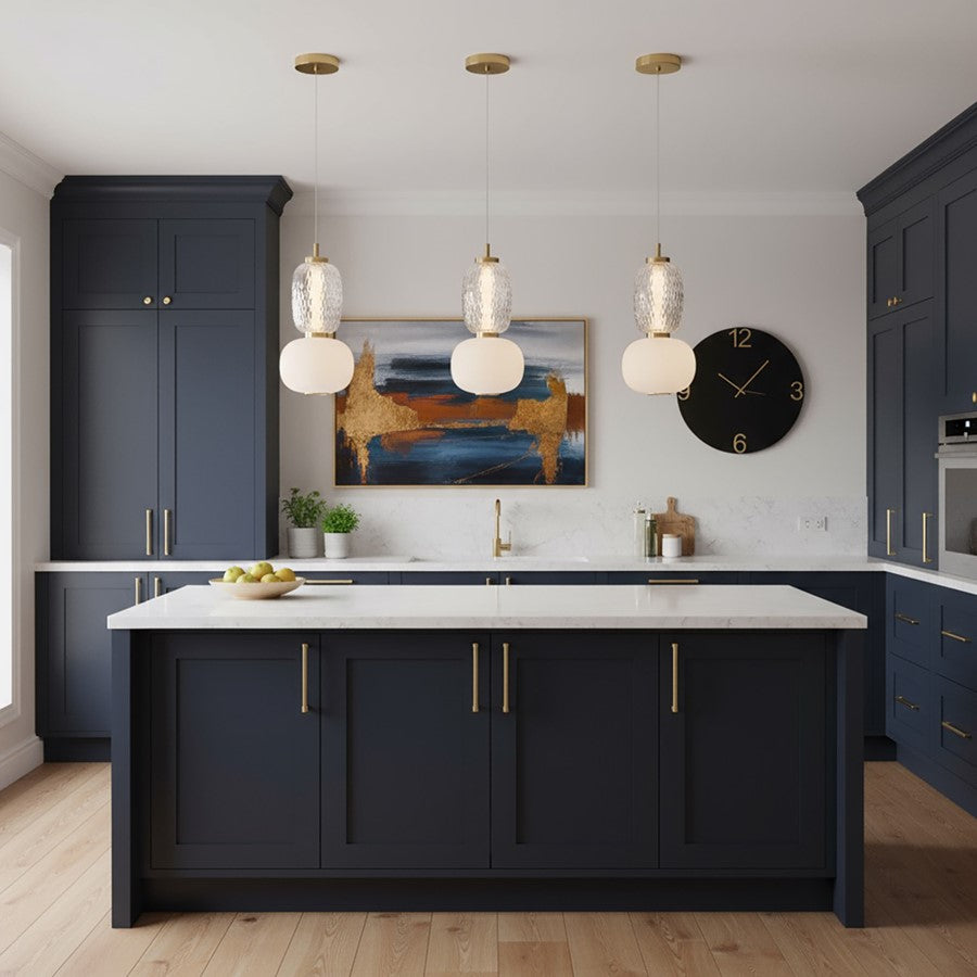 1 Light Double Shade Pendant, Brass