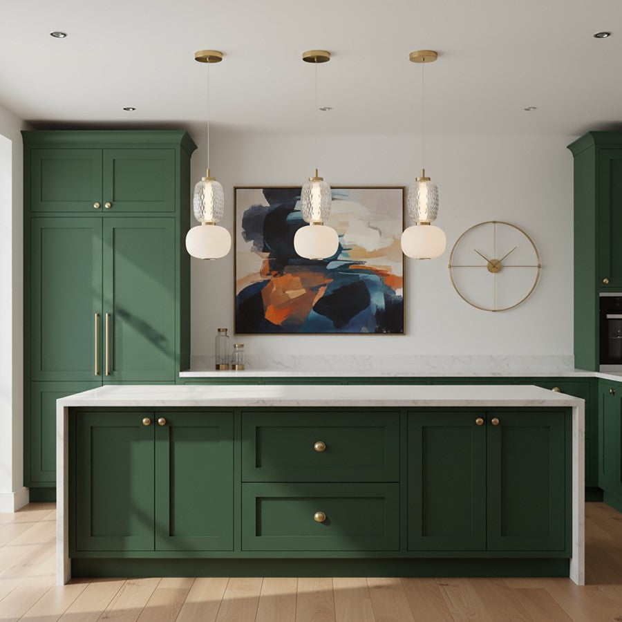 1 Light Double Shade Pendant, Brass