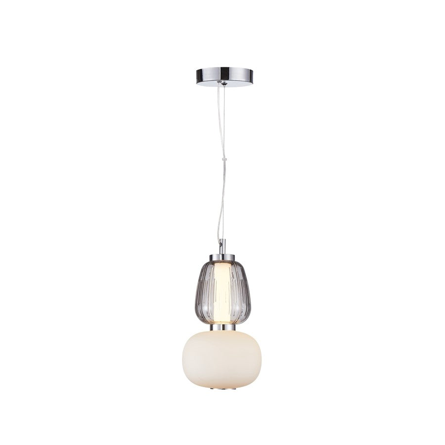 1 Light Double Shade Pendant, Chrome