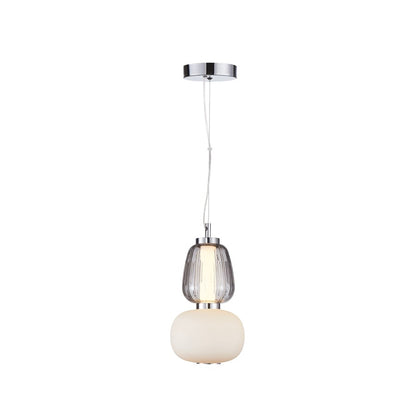 1 Light Double Shade Pendant, Chrome