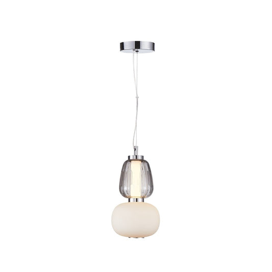 1 Light Double Shade Pendant, Chrome