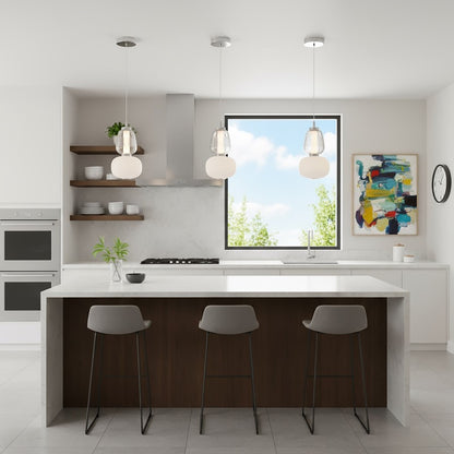 1 Light Double Shade Pendant, Chrome