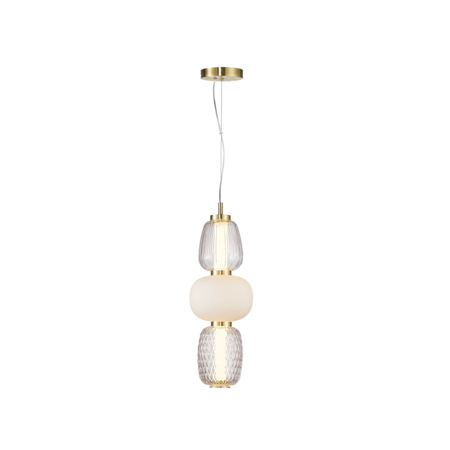 1 Light Triple Shade Pendant, Brass