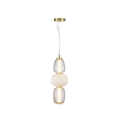 1 Light Triple Shade Pendant, Brass