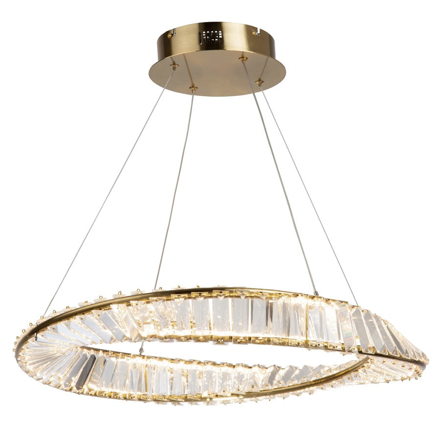 LED Pendant, Brushed Brass/Clear