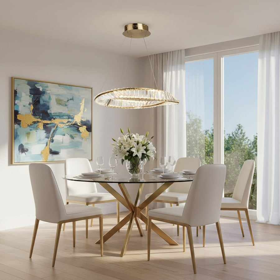 LED Pendant, Brushed Brass/Clear