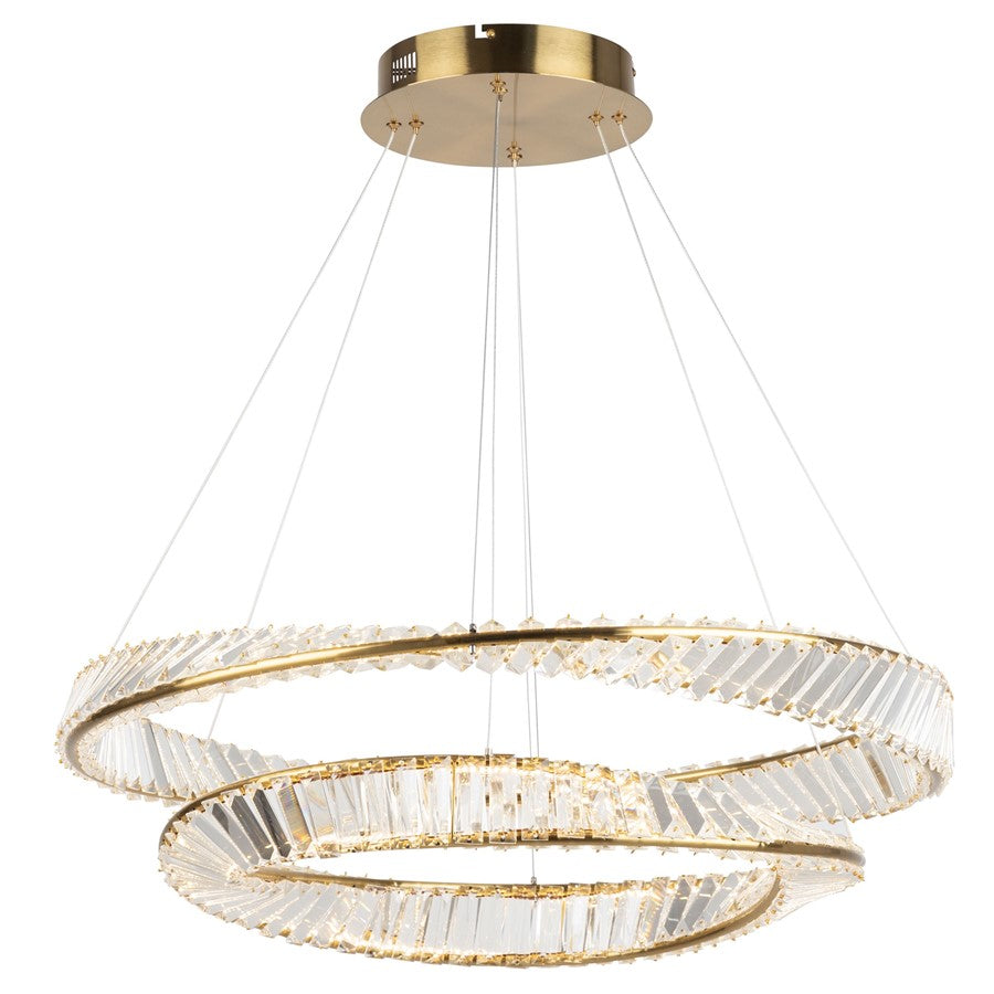 1 Light Chandelier, Brushed Brass