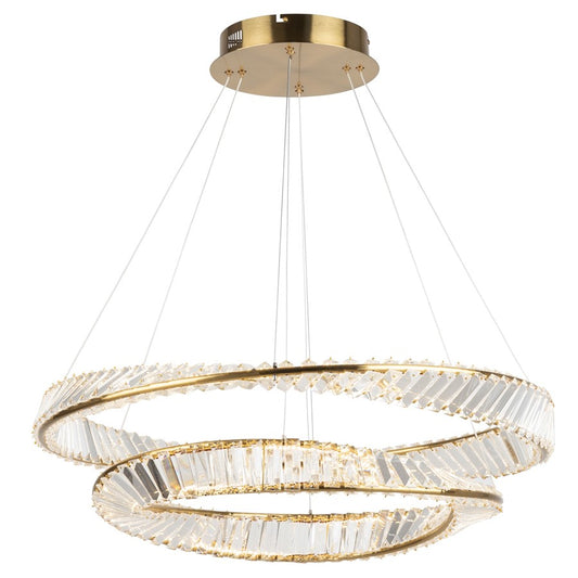 1 Light Chandelier, Brushed Brass