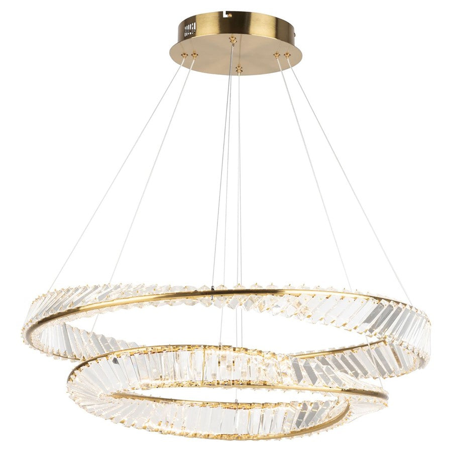 1 Light Chandelier, Brushed Brass