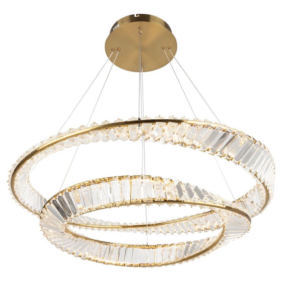 1 Light Chandelier, Brushed Brass