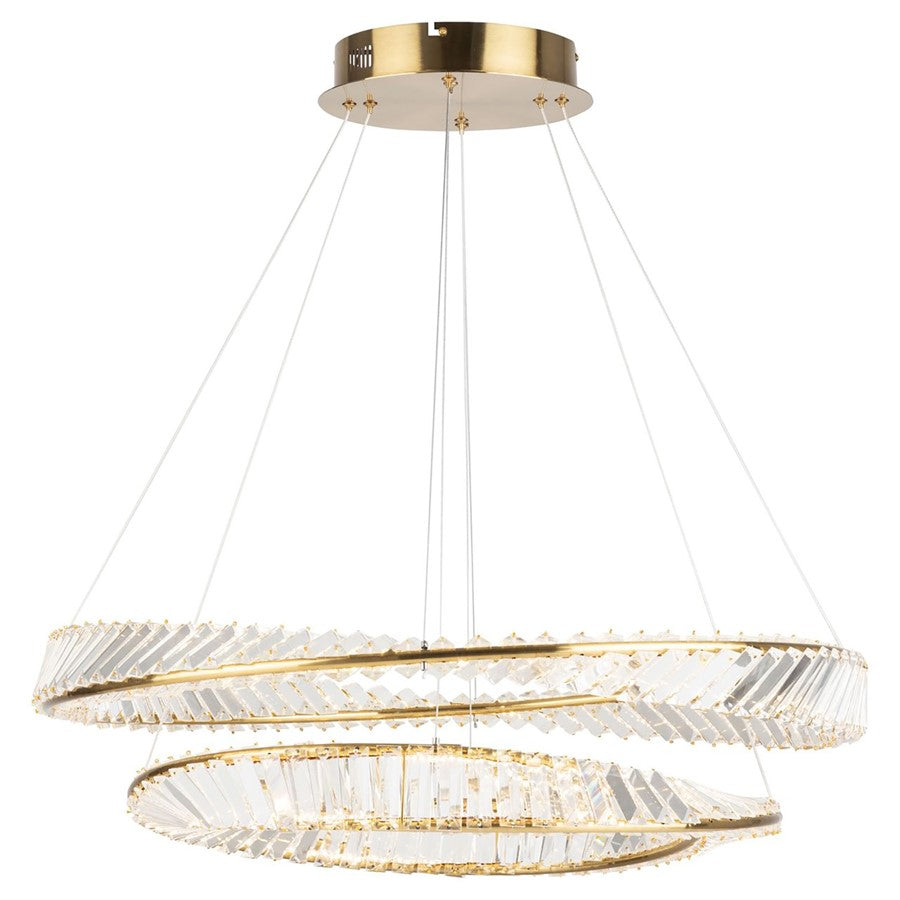1 Light Chandelier, Brushed Brass