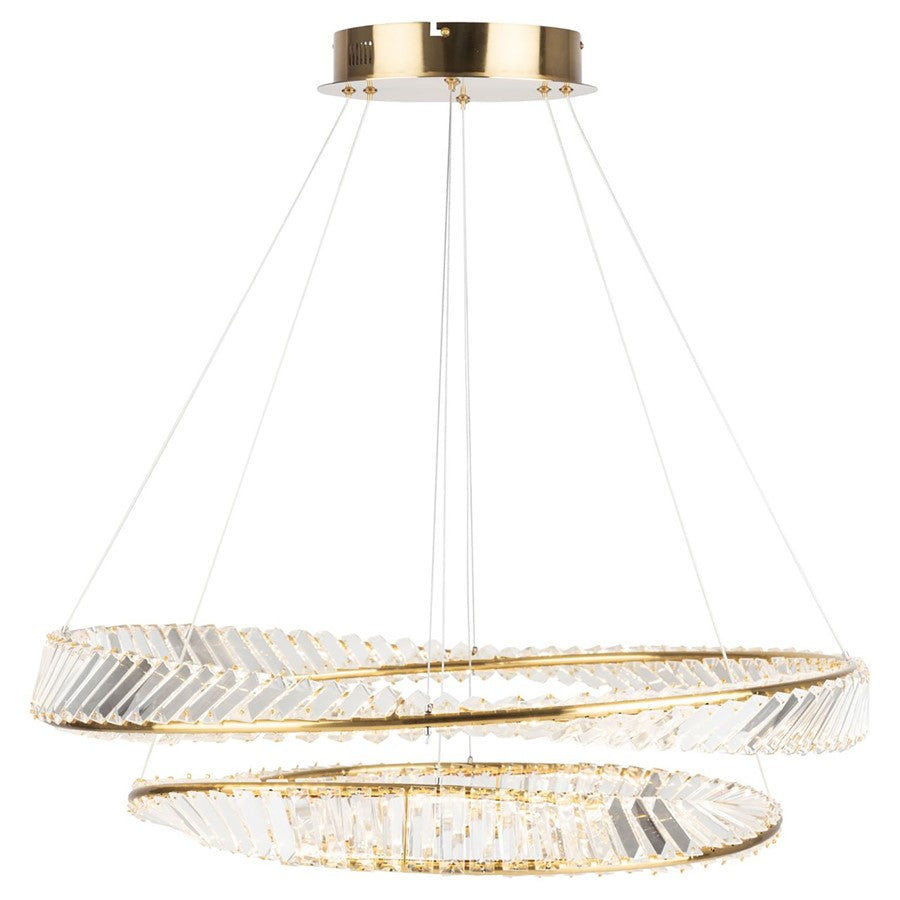 1 Light Chandelier, Brushed Brass