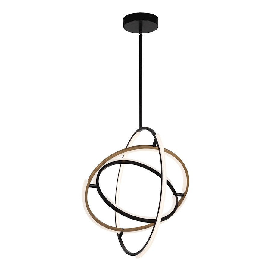 Integrated LED Pendant, Black/Brass