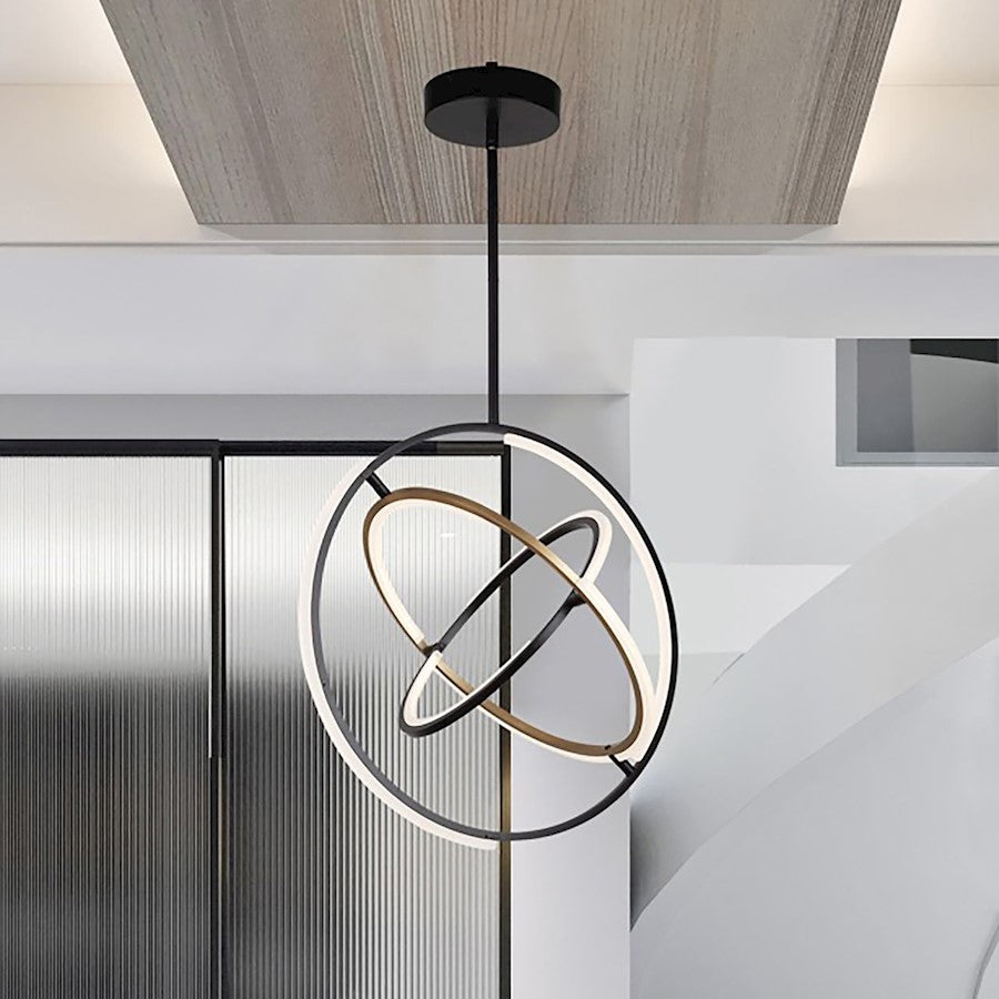 Integrated LED Pendant, Black/Brass