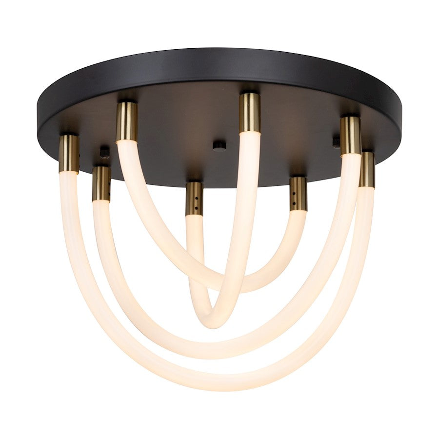 Artcraft Cascata 1 Light Semi-Flush Mount, Black/Brass/White - AC6811BK