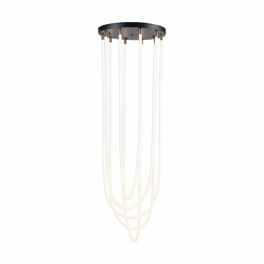 Artcraft Cascata 5 Light Chandelier, Black/Brass/White - AC6812BK