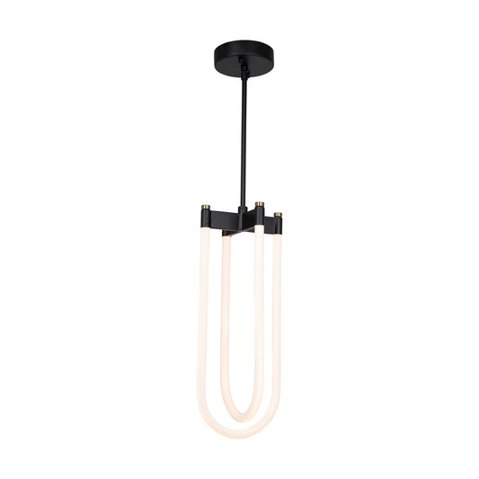 2 Light Pendant, Black/Brass/White