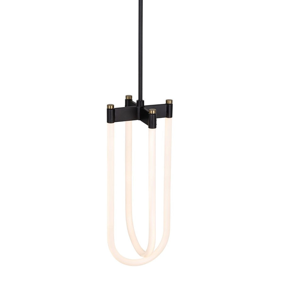 2 Light Pendant, Black/Brass/White