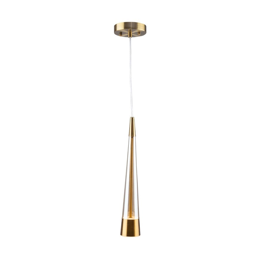 1 Light Pendant, Brass/Clear