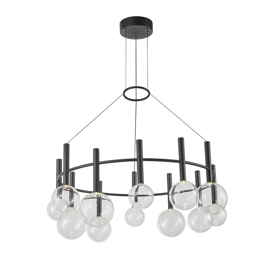 Artcraft Terra 12Lt LED Chandelier, Black/Clear - AC6852BK