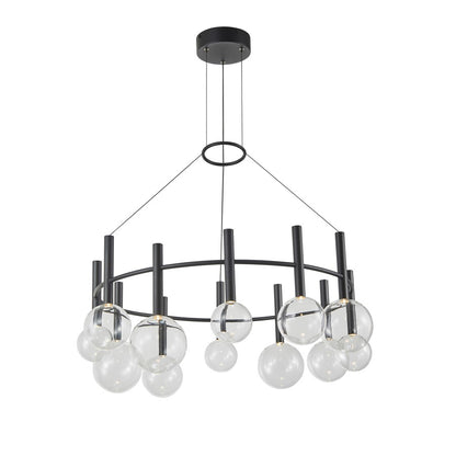 Artcraft Terra 12Lt LED Chandelier, Black/Clear - AC6852BK