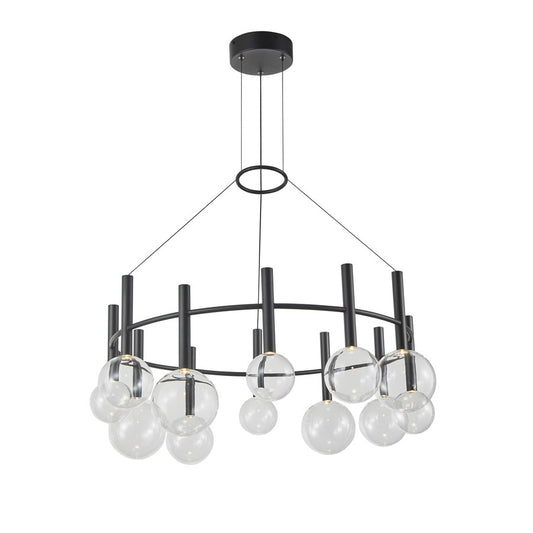 Artcraft Terra 12Lt LED Chandelier, Black/Clear - AC6852BK